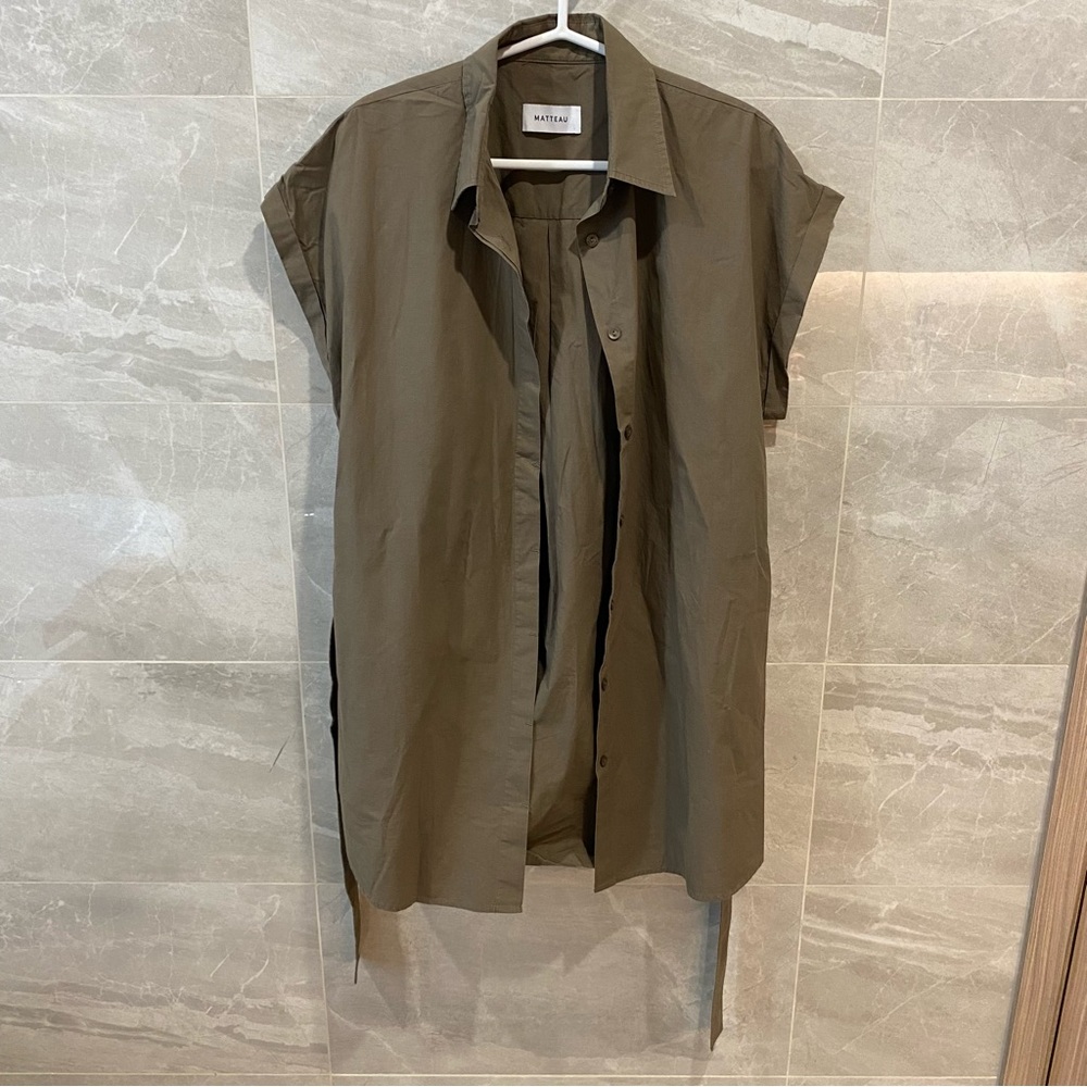 MATTEAU Mini Shirt Dress in Olive